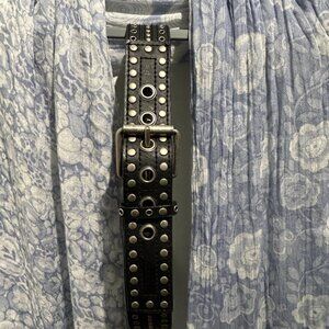 Black Leather belt with grommets